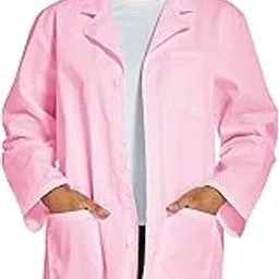 vogrye Professional Lab Coat for Women Men Long Sleeve, White, Unisex, Pink, Medium-picture-35