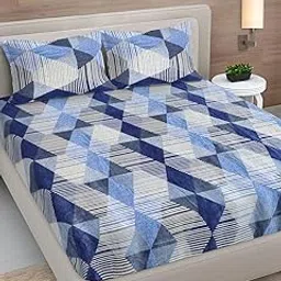 FABINALIV Multicolor Geometric Woollen King Size Fitted Double Bedsheet with 2 Pillow Covers (FLWEBS-1143-Multi)-picture-68