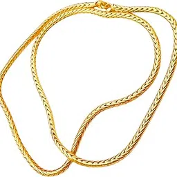 mjo fashions Gold Plated Chain for Men and Women | Gold chain for Men and Women for Everyday Wear | Stylish and Durable 1Gram Gold Plated Chain Snake Design 24-26 Inches-picture-10