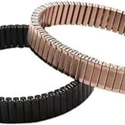 Pack of 2 Rectangle Stackable Stretch Bracelet Stainless Steel Silver Block Tile Wide Wristband for Men Women Unisex Bracelet set Fashionable Bracelet-image-7