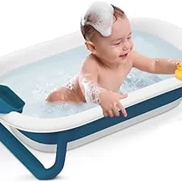 StarAndDaisy Bath Tub for Baby 0-5 Years/Foldable Bathtub for Kids with Space Saving, Newborn Baby Folding Bathing Tub Girls & Boys with Soap Tray, Easy to Store (BT-Blue)-picture-14