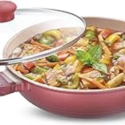 Prestige 24cm/2.4 Litre Omega Die-Cast Non-Stick Kadai with Glass Lid | 3-Layer Coating | Die-Cast Body | Metal Spoon Friendly | Heavy Base | Pink-picture-27