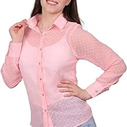 namo9 Full Sleeve Casual Shirt | Women Spread Collar Polyester Casual Dobby Shirt for Women Without Inner-picture-23