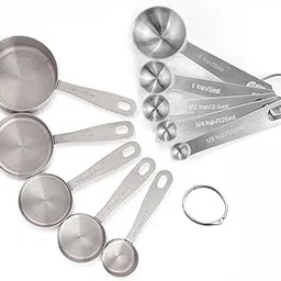 INKULTURE Heavy Duty Stainless Steel Metal Measuring Spoons and Cup for Dry or Liquid, Fits in Spice Jar, Set of 10-picture-12