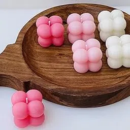 Yellow Petal Paraffin Wax, Soy Wax Tiny Cloud Bubble Cube Candle, Rose Scented (Pink Color, 210gm), Set of 6-image-88