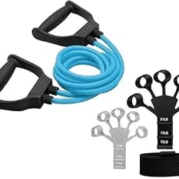 ShopiMoz Double Toning Tube with Finger Gripper for Body Workout Gym & Home Fitness Kit for Women & Men-picture-54