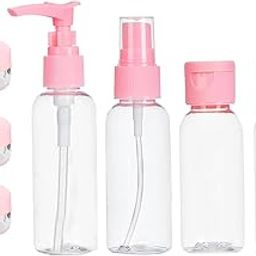 Temperia Travel Bottles for Toiletries (7pcs) - Refillable Empty Mini Containers with Pouch (Random Colors) - Travelling Accessories & Essentials Kit Set for Shampoo, Cosmetics, and More-picture-0