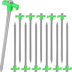 PR1ME Tent Stakes 12 Pack, Galvanized Non-Rust Family Pop Up Camping Tent Pegs, Heavy Duty Yard Stakes, for Camping Tents, Canopy, and Outdoor Decorations-image-5