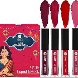 Noy Liquid Matte Lipstick Festival Pack 4 Stunning Shades Wine, Cherry Pink, Red, Pruple Shades-picture-38
