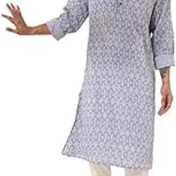 fabindia Men's Cotton Printed Slim Kurta-picture-36