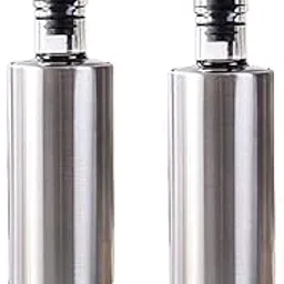 Baskety Glass Oil Dispenser with Steel Cover Seasoning Bottle/Glass Oil Bottle Leakproof Oiler Tank Household Stainless Steel Condiment Dispenser Steel 500ml (2) - Pack of 2-picture-43