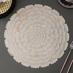 Dakshya Industries Round PVC Table Placemat Waterproof for Dining Table Pack of 1 Piece |Gold-picture-10