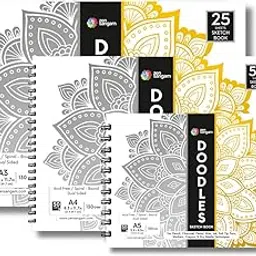 Zen Sangam Artists’ - Combo of A3,A4,A5 Spiral Doodle Sketchbooks - 130 GSM - Ultra Smooth Surface - Wiro Drawing Notebooks-image-6