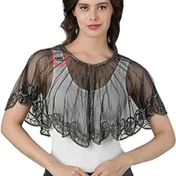 Women's for Poncho Net New Hand Bead Embroidery Designer Short Wings Capes Poncho-image-11