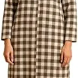 Jasmine Creation Women's Woolen Nighty, Blue and White Checkered Pattern, Long Sleeves, Quarter Zip-picture-14
