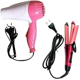 Sachidukan Hair Dryer And 2 In 1 Hair Straightener Curler Combos Hair Styling Tools - Pink, 1000 Watts-picture-17