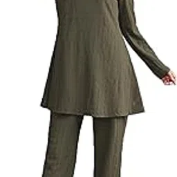 Women's Solid Color Two-Piece Set | Long Sleeve Top & Wide Leg Pants Co-ord Set | Casual Wear Co ord Set-image-79