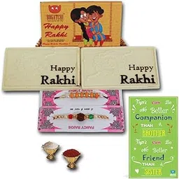 BOGATCHI Rakhi Gift Basket,Set of 2 White Chocolate Bar ,Free Rakhi(2pcs) + Free Rakhi Greeting Card + Free Roli Chawal-image-22