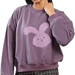 globus Women Graphic Print Drop Shoulder Sleeves Round Neck Ribbed Hem Pullover Sweatshirt (Fleece 260-280 GSM)-picture-39