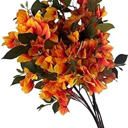 Garden Art Attractive Real Touch Artificial Bougainvillea Flower Stick 76CM Tall (Pack of 2) for Indoor Home Porch Patio,Party,Office Decoration (GAAFBS3489-76) (Orange)-image-24