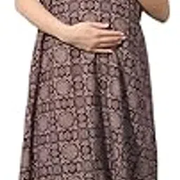 momtobe Women's Cotton Printed Feeding Maternity Nighty | Nursing Gown with zips on Both Sides-picture-34