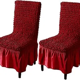 HOKIPO Bubble Dining Chair Cover with Frill Set of 2, Scarlet Red (AR-5258-SRED*2)-picture-33