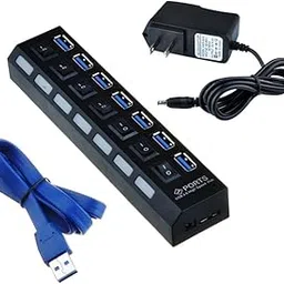 SHOPORA® 7-Port USB 3.0 Multi Charger Hub + High Speed Adapter On/Off Switch Pc Black | Computer Cables & Connectors | USB Cables, Hubs & Adapters-image-29