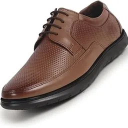 fausto Men's Genuine Leather Textured Formal Lace Up Flat Heel Shoes for Office|Work|Broad Feet Formal Shoes-picture-15