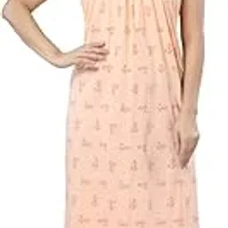 h & c Full Length Women's Printed Cotton Fabric Long Nighty Slip/Night Wear Maxi/Camisole Slip Free Size Peach-picture-44
