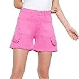 belliskey Women's Pink Solid Denim Regular Fit Shorts-picture-35