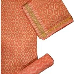 eddika Women's Exclusive Hand Block Printed Pure Chanderi Silk Unstitched Suit Set With Cotton Bottom (Kurta 2..5,Bottom 2.5M Dupatta 2.5M) Echsdm19 Dress Material, Customizable Length, Orange-picture-23