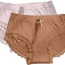 nikmit Womens Cotton BlendPanties with Elegant Bow Design Comfortable Soft Breathable Underwear Seamless High Stretch Waistband Stylish Innerwear-picture-14