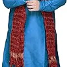 skavij Men's Dupion Silk Embroidered Kurta Set with Scarf Woven Design Thread Work 3-Piece Ethnic Dress-picture-26