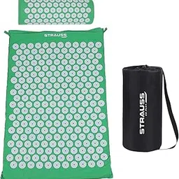STRAUSS Pain Relief Acupressure Exercise Mat with Pillow | Yoga Acupuncture Mat Trigger Point Therapy, Muscle Relaxation, Cures Sciatica and Blood Circulation | 68 X 42 X 2 CM,(Green)-picture-25
