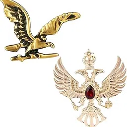 mahi Combo of Eagle-Shaped Wedding Brooches/Lapel Pins with Maroon Crystal for Men (CO1105658M)-picture-45