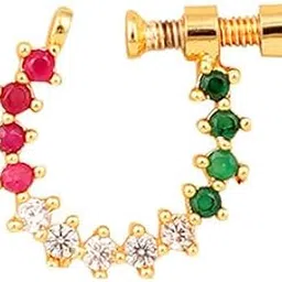 opal touch Women Nose pin/Nath Nose Ring Traditional Jewellery-Red-Green-White CZ Nose Pin-picture-45