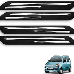Kozdiko Car Double Chrome Rubber Bumper Protector Guard with Chrome Strips for Maruti Suzuki Wagonr Old image 1
