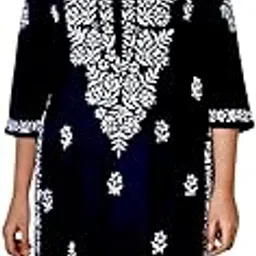 myplusfashion Hand Embroidered Chikankari Kurta for Women Lucknowi Chikan Work Kurti (XS to 5XL)-picture-23