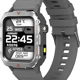 Q11 Smart Watch | 1.95 Infinite Display with Magnetic Charging | Black Silicone Band | Bluetooth Calling, Fitness Tracker with Heart Rate Monitor (Black) (Grey)-picture-14