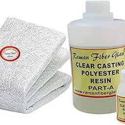 RAMAN FIBER GLASS | Fiber Glass Sheet And Polyester Resin | Chopped Strand Mate (15 x 25-inch) With Resin Kit (500) gm-image-2