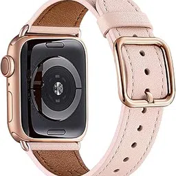 MNBVCXZ Compatible with Apple Watch Band 38mm 40mm 41mm 42mm 44mm 45mm 46mm 49mm Women Men Genuine Leather Replacement Strap for iWatch Series 10 9 8 7 6 5 4 3 2 1 SE Ultra (Pink Sand/Rose Gold)-picture-33