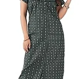 anglina Women's All Over Printed Open Front Cotton Blend Nighty/Maxi/Nightgown/Nightwear WSR-137-picture-16