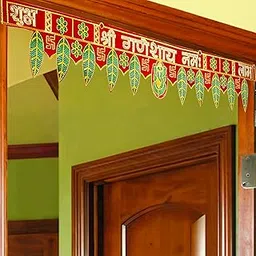 Party Propz Diwali Toran for Main Door Entrance - 1 Pc, 3 ft Om Shree Ganeshay Namah and Shubh Labh Handamade Bandarwal for Main Door, Diwali Decoration for Home Decor, Toran for Decoration (Cloth)-image-19
