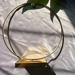 Golden electroplated Metal Hoop stand for resin art | Available in sizes 8 inch, 10 inch & 12 inch | Used as display pedestal for resin art frames, photo frames, engagement platters & wedding gifts (8 inch metal hoop stand)-picture-15