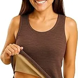 Khwaish Women Winter Soft Warm Melange Thermal Inner Fleece Double Layer Vest Soft Stretchable Sleeveless Camisole Vest for Women Tank Top Undershirt-image-10