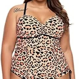 plus curvves Cute Leopard Print Sweetheart Tankini Swimwear XL - 8XL-picture-48