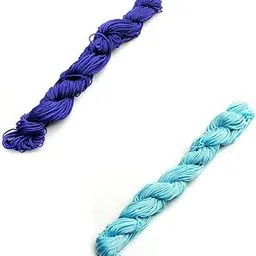 Crafts Haveli Chinese Knot Macrame String Bracelet Wire Cord Thread 1mm, for DIY Necklace Bracelet Braided String 30 Meters Blue and Sky Blue-picture-38