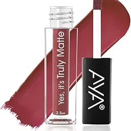 AYA Yes It's Truly Matte Liquid Lipstick, 09 Fire On Ice, 2.5 ml | Long Lasting | Waterproof | Kiss Proof | Enriched with Jojoba Oil, Shea Butter, Almond Oil, Vitamin E, SPF-picture-46