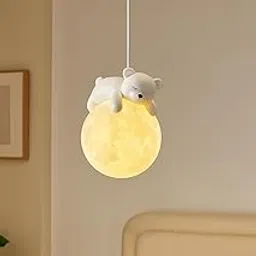 CORAL TREE-Moon Pendant Light with Cute Resin Bear | 3D Printed Hanging Lamp for Kids Room & Nursery | Adjustable LED Ceiling Night Light for Bedroom or Playroom –-image-59