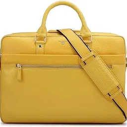 da milano Leather Laptop Bag - Fits Upto 15" Laptop - Yellow (10144)-picture-45